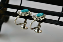 Load image into Gallery viewer, Vintage Native American &quot;Sterling By Bell&quot; Silver Turquoise Screw-back Earrings
