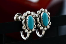 Load image into Gallery viewer, Vintage Native American &quot;Sterling By Bell&quot; Silver Turquoise Screw-back Earrings
