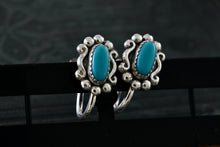 Load image into Gallery viewer, Vintage Native American &quot;Sterling By Bell&quot; Silver Turquoise Screw-back Earrings
