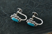 Load image into Gallery viewer, Vintage Native American &quot;Sterling By Bell&quot; Silver Turquoise Screw-back Earrings
