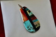 Load image into Gallery viewer, Vintage Signed RC 1.25&quot; Handmade Multi Stone Inlay Silver Pendant Southwestern Jewelry
