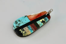 Load image into Gallery viewer, Vintage Signed RC 1.25&quot; Handmade Multi Stone Inlay Silver Pendant Southwestern Jewelry
