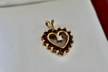 Load image into Gallery viewer, Red Garnet Diamond Heart 10Kt. Yellow Gold Pendant
