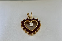 Load image into Gallery viewer, Red Garnet Diamond Heart 10Kt. Yellow Gold Pendant
