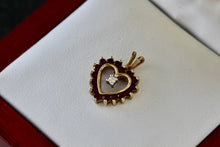 Load image into Gallery viewer, Red Garnet Diamond Heart 10Kt. Yellow Gold Pendant
