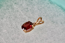 Load image into Gallery viewer, 10Kt. Yellow Gold Red Garnet Oval Diamond Pendant
