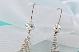 Tiffany & Co. Elsa Peretti Silver Large Mesh Dangle 3" Earrings Vintage