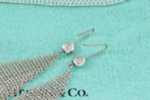 Tiffany & Co. Elsa Peretti Silver Large Mesh Dangle 3" Earrings Vintage