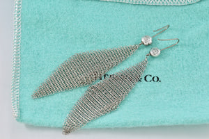 Tiffany & Co. Elsa Peretti Silver Large Mesh Dangle 3" Earrings Vintage