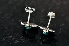 Load image into Gallery viewer, Native American Silver Turquoise Bead Flower Stud Earrings
