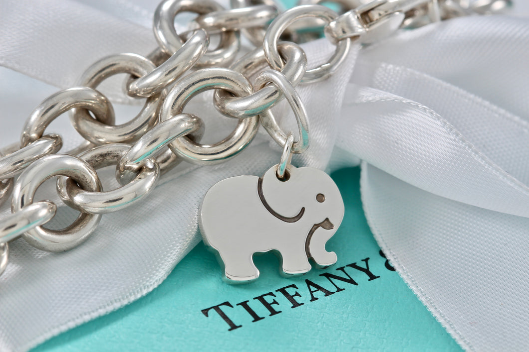 Tiffany & Co. Nature Silver Elephant Never Forgets Charm Bracelet