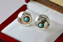 Load image into Gallery viewer, Vintage Native American Silver Disc Turquoise Bead Earrings
