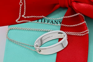 Tiffany & Co. Silver Geometric Oval Pendant Necklace