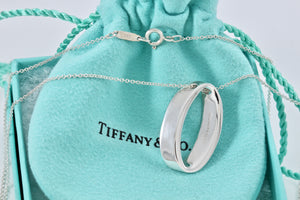 Tiffany & Co. Silver Geometric Oval Pendant Necklace