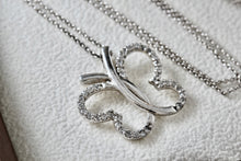 Load image into Gallery viewer, Sterling Silver Butterfly CZ Diamond Pendant 18&quot; Necklace Signed FAS
