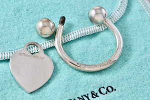 Tiffany & Co. Silver Heart Pendant Horseshoe Key Ring Keychain