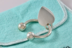 Tiffany & Co. Silver Heart Pendant Horseshoe Key Ring Keychain