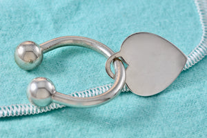 Tiffany & Co. Silver Heart Pendant Horseshoe Key Ring Keychain