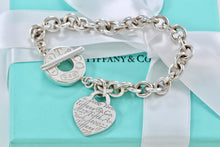 Load image into Gallery viewer, Tiffany &amp; Co. Silver Notes Heart Charm 1837 Toggle Bracelet
