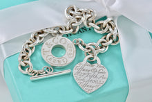 Load image into Gallery viewer, Tiffany &amp; Co. Silver Notes Heart Charm 1837 Toggle Bracelet
