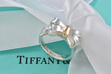 Load image into Gallery viewer, Tiffany &amp; Co. 18K Gold &amp; Silver Elongated Ribbon Bow Ring
