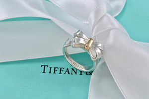 Tiffany & Co. 18K Gold & Silver Elongated Ribbon Bow Ring