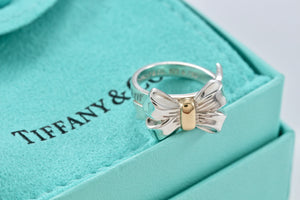 Tiffany & Co. 18K Gold & Silver Elongated Ribbon Bow Ring