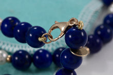 Load image into Gallery viewer, Tiffany &amp; Co. Lapis Pearl 14Kt. Gold Ball Bead Strand 24&quot; Necklace
