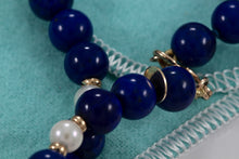 Load image into Gallery viewer, Tiffany &amp; Co. Lapis Pearl 14Kt. Gold Ball Bead Strand 24&quot; Necklace
