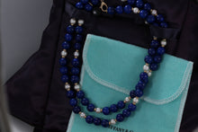 Load image into Gallery viewer, Tiffany &amp; Co. Lapis Pearl 14Kt. Gold Ball Bead Strand 24&quot; Necklace
