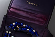 Load image into Gallery viewer, Tiffany &amp; Co. Lapis Pearl 14Kt. Gold Ball Bead Strand 24&quot; Necklace
