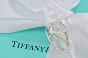 Please Return To Tiffany & Co. Silver Heart Signet Ring