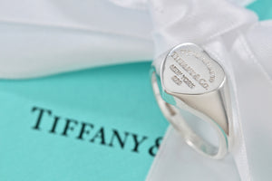 Please Return To Tiffany & Co. Silver Heart Signet Ring