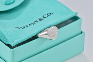 Please Return To Tiffany & Co. Silver Heart Signet Ring