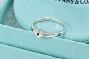 Tiffany & Co. Paloma Picasso Ruby Silver Heart Stacking Band Ring