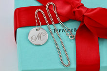 Load image into Gallery viewer, Tiffany &amp; Co. Silver Letter &quot;M&quot; Large DIsc Pendant Beaded Chain Necklace
