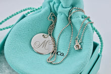 Load image into Gallery viewer, Tiffany &amp; Co. Silver Letter &quot;M&quot; Large DIsc Pendant Beaded Chain Necklace

