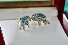 Load image into Gallery viewer, Native American Kokopelli Turquoise Inlay Stud Nickel Silver Stud Earrings
