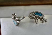 Load image into Gallery viewer, Native American Kokopelli Turquoise Inlay Stud Nickel Silver Stud Earrings
