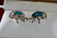 Load image into Gallery viewer, Native American Kokopelli Turquoise Inlay Stud Nickel Silver Stud Earrings
