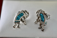 Load image into Gallery viewer, Native American Kokopelli Turquoise Inlay Stud Nickel Silver Stud Earrings
