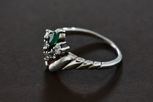 Load image into Gallery viewer, 14Kt. White Gold Marquise Emerald Diamond V Ring Size 5
