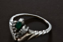 Load image into Gallery viewer, 14Kt. White Gold Marquise Emerald Diamond V Ring Size 5
