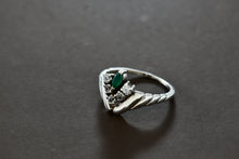 Load image into Gallery viewer, 14Kt. White Gold Marquise Emerald Diamond V Ring Size 5
