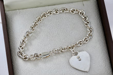 Load image into Gallery viewer, Sterling Silver Heart Charm 6mm Link 7.25&quot; Bracelet
