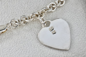 Sterling Silver Heart Charm 6mm Link 7.25" Bracelet