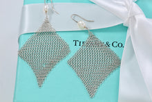 Load image into Gallery viewer, Tiffany &amp; Co. Mesh Silver Large Pearl Large Dangle Earrings
