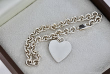 Load image into Gallery viewer, Sterling Silver Heart Charm 6mm Link 7.25&quot; Bracelet
