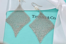 Load image into Gallery viewer, Tiffany &amp; Co. Mesh Silver Large Pearl Large Dangle Earrings
