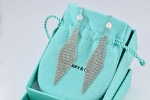 Load image into Gallery viewer, Tiffany &amp; Co. Mesh Silver Large Pearl Large Dangle Earrings
